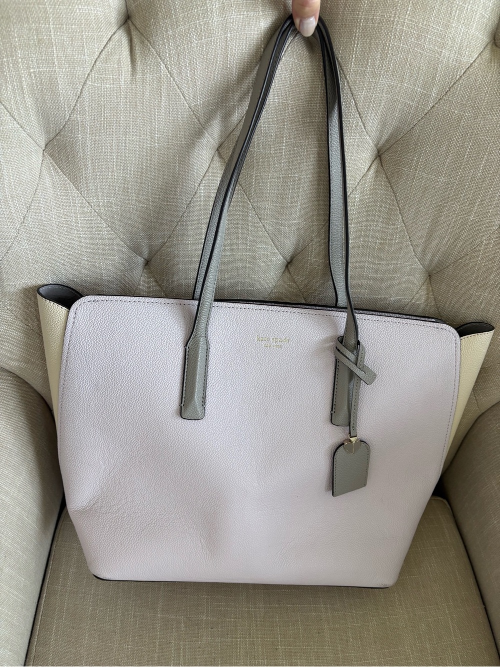 kate spade Pale Pink, Gray & Cream Leather Tote
